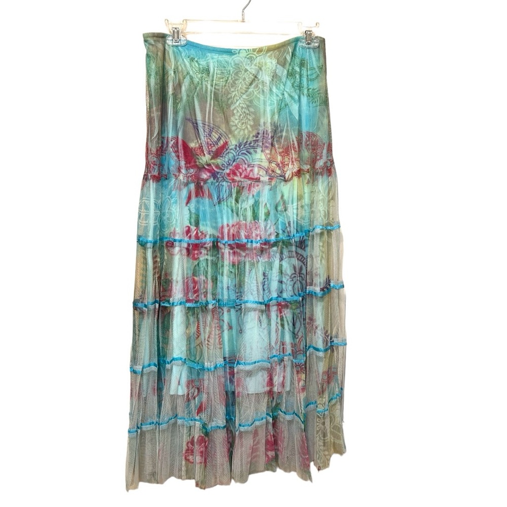 LOOK Y2K Sublimation Tulle Tiered Skirt Floral Fairy Romantic Whimsical Medium